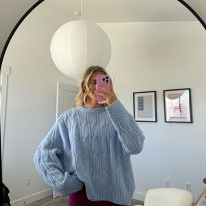 Abercrombie & Fitch Light Blue Cable Knit Sweater